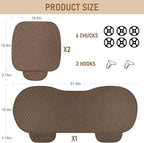 3 PCS Linen Car Seat Covers with Storage Pocket, Back Seat Covers Protectors with Non-Slip, Breathable Bench Seat Covers Universal Fit for SUVs, Cars, Trucks (Brown)