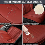 Red Seat Covers for Cars, 2Pcs Universal Leather Car Seat Covers Front Seats, Full Coverage Automotive Seat Covers for Most Sedans Trucks SUVs, Waterproof Breathable Car Seat Cover