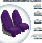 Car Seat Towel Cover, Universal Front Seat Protector for Cars, SUVs and Trucks, Sweat Towel Car Seat Cover for Gym, Yoga, Swimming, Pets and Family Travel, Profound Purple, 2 Pack