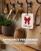 Red Coquette Bow Cherry Christian Square Citrus Car Air Freshener 4 Pcs, Preppy Religious Hanging Air Freshener for Cars Bathroom Dorm Books Decor, Girly Christian Accessories Gifts for Women