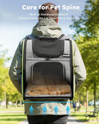 Pecute Cat Backpack Carrier Expandable , Foldable Pet Backpack for Cats & Small Dogs Up to 11lbs, with 4-Side Breathable Mesh, Multi-Entry & Lockable Zippers for Travel, Hiking, Camping - Hands Free,