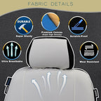 Champlus Car Seat Covers, Canvas Seat Protectors for Two Front Seats, Universal Fits Sedan Cars, SUVs, Trucks, and Mini Vans, Airbag Compatible, Quick Install, Set of 2, Tech White