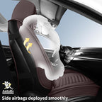 Nappa Leather Car Seat Covers Full Set, Brown Car seat Protector 5 Seats, Waterproof Car Seat Cushion, Universal Automotive Seat Covers Fit for SUV Truck Pick-up Sedan, Front and Rear
