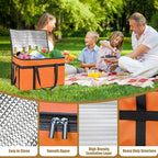 PEASUG Insulated Bags for Food Delivery, XXXL Pizza Delivery Bags, Large Capacity Cooler Bag Keep Food Warm for Grocery Shopping and Catering, Foldable, Heavy-Duty (Orange)