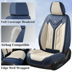 Coverado Car Seat Covers Front Seats Only, Leather Car Seat Protectors, Waterproof Seat Covers for Cars Auto Car Accessories Fit for Most Sedans SUV Pick-up Truck(Blue&Beige)