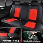 Red Car Seat Covers Full Set – Luxury Waterproof Leather Auto Seat Protector with Airbag Compatible Design, Breathable Non-Slip Cushion, Easy Installation, Fits Most Cars