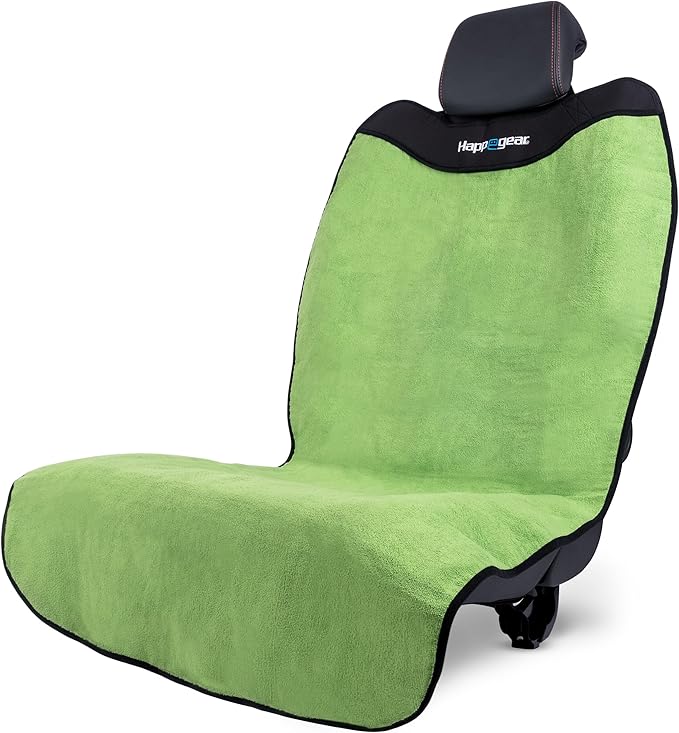 HAPPEGEAR Happeseat Waterproof Car Seat Cover & Protector – Universal Fit Car Seat Towel Cover – Non-Slip Backing, Easy Install & Storage, Machine Washable, Fits Front & Back, Green