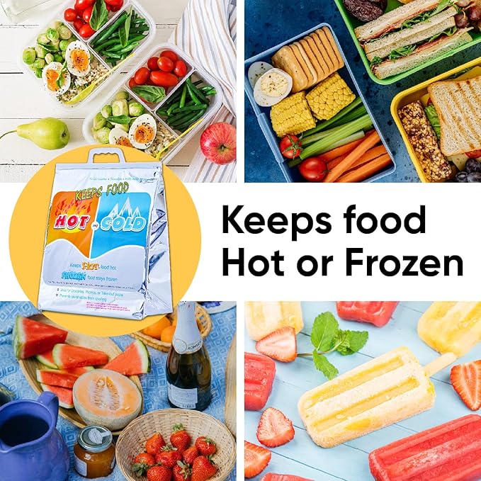 Superio Hot and Cold Insulated Bags for Food Delivery, Grocery Shopping Bags, Food Storage for Hot and Frozen Food for Travel, Disposable Cooler Bag, Reinforced Thermal Lunch Bag (2, 13.5"x17.5")