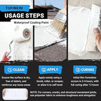Rubber Liquid Waterproof Sealant, TUFINEIN 53oz/1.5kg White Quick Drying Multi Surface Foundation Leak Repair - Roof Gutters Basement Sealer Waterproof - Indoor & Outdoor Flexible Rubber Paint