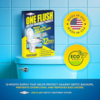 One Flush Septic Tank Treatment Packets - 1 Year Supply of Dissolvable Septic Tank Treatment Packets - Use Septic Treatment Enzymes Packets Monthly to Prevent Expensive Septic System Backups 12 Count