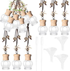 6 Pack Leak-Proof Hanging Car Diffuser - 8ml Refillable Empty Bottles with Wood Caps, 3 Funnels & 2 Droppers - Essential Oil Air Freshener for Car, Home or Office (6, Crown)