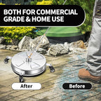 16" Pressure Washer Surface Cleaner with 4 Wheels - Stainless Steel Surface Cleaner for Pressure Washer Attachment for Concrete, Patio, Sidewalk, Deck, Driveways and Daily Washing - PWS 16