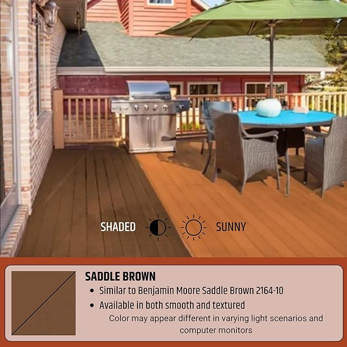 Liquid Rubber Polyurethane Deck Coating – 10X Stronger Than Traditional Deck Paint & Deck Stain – Flexible, Waterproof Sealant for Wood, Concrete & Plywood – Smooth Finish – Saddle Brown – 1 Gallon