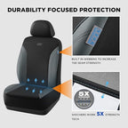 Skechers Car Seat Covers, Work Leather Seat Covers 5-Times Stronger Built-in Webbing, Oxford Fabric Front Seat Covers, Airbag Compatible, Automotive Comfort for Cars, Trucks, SUVs,Grey