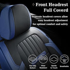 Coverado Car Seat Covers Front, Seat Covers for Cars, Waterproof 2-Pack Car Seat Cushions, Leather Carseat Seat Protectors, Universal Seat Covers Fit for Most Sedans SUV Pick-up Trucks(Blue&Black)