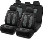 Skechers Memory Foam™ Car Seat Cover Full Sets, Hexcomb Breathable Thick Seat Covers, Airbag Compatible, Automotive Comfort & Protection Universal for 95% Cars,Van,Trucks, SUVs Grey