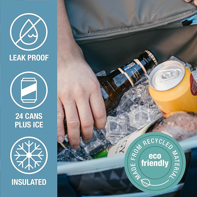 CleverMade Collapsible Insulated Cooler Bag – 24 Can Leakproof Soft Cooler for Beach, Travel, Car – Shoulder Strap, Bottle Opener – Camo