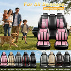 Fit Colorado Car Seat Covers for Select Chevy/Chevrolet Colorado 2015-2026, Premium Full Coverage Leather, Waterproof All Weather Breathable Seat Cushion Protector, Front Pair Black+Pink