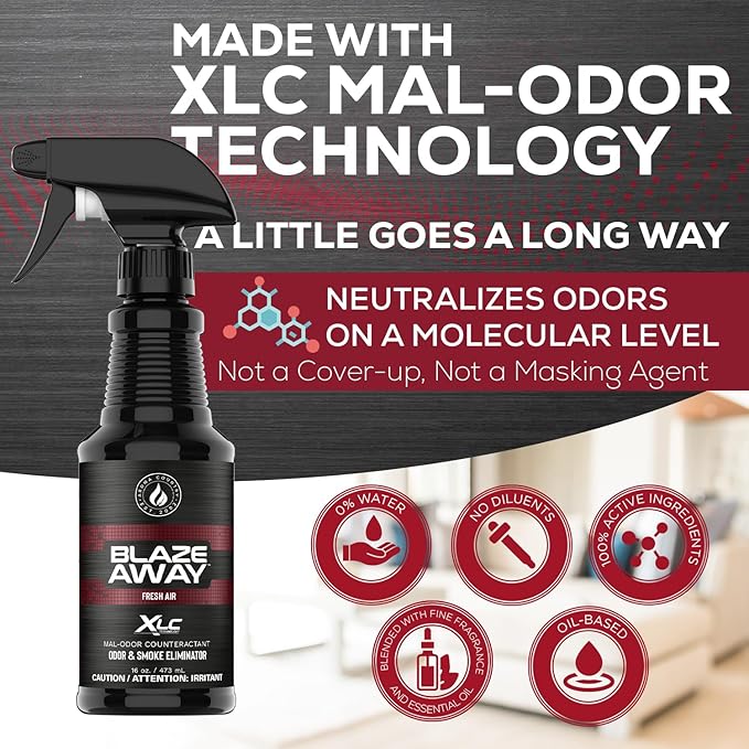 Blaze Away Commercial Air Freshener & Odor Eliminator for Strong Odor - Industrial-Grade Room Spray & Room Deodorizer for Home, Car, Smoke & Pet Odors - Long-Lasting Odor Absorber, Room Fresheners