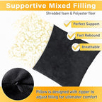 2 Pack Small Pillow, 16 X 12 Inches, Memory Foam Mini Pillow for Travel, Camping, Sleeping, Nap and Neck, Knee, Lumbar Support, Tiny Cushion for Pet, Dogs (Black)