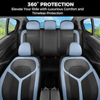 FLORICH Car Seat Covers Front Seat, Universal Seat Cover 2 Seats, Automotive Seat Covers with Mesh Leather, Waterproof Car Seat Protector, Breathable Car Seat Cushion for Most Car SUV Truck Blue