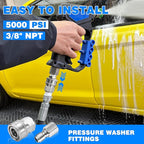 3/8 Inch NPT Pressure Washer Adapter Set, 12-Piece Stainless Steel Internal Thread Quick Connector Kit - 3/8" NPT Female Thread Quick Connect Hose Fittings, 5000 PSI