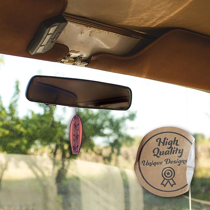 Outdoor Adventure Car Air Freshener 4 Pack Scented With Premium Oils By Fresh Fresheners (Surfboard)