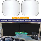 EcoNour 2-Piece Foldable Spring RV Windshield Sunshade, Reflective 240T Polyester for RVs, Trucks, Motorhomes, Bus Side Window, XX-Large (41.5 in x 50 in)