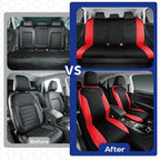 Skechers Memory Foam Seat Covers,Leather Car Seat Covers, Ultimate Comfort & Support Front Seat Covers Airbag Compatible, Automotive Universal Fit Most for SUVs, Vans, Sedans, Cars, Trucks,Red