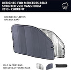 VanEssential Insulated Reflective Blackout Magnetic Window Covers Designed for Mercedes-Benz VS30 (Van Years 2019 to Current), Front Door (Pair), Charcoal Gray Reflective