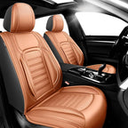 Fit Tucson Premium Leather Car Seat Covers Compatible with Hyundai Tucson 2010-2026, Breathable, Wear Resistant, Airbag Compatible, All-Weather Protection & Full Coverage, 2 Front Seat Brown