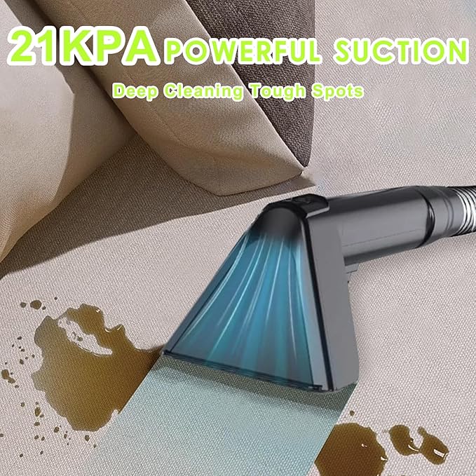 Portable Carpet & Upholstery Cleaner, Deep Cleaning for Rugs, Couch, Curtain, Car Interiors Stains, Pet & Family Friendly, 800W high-performance motor 21Kpa 120V (White)