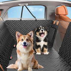 Dog Car Seat Cover for Back Seat, 600D Waterproof Pet Hammock with Mesh Window and Side Flaps, Anti-Slip Dog Seat Protector for Cars, SUVs, Trucks, Scratchproof Easy-Clean