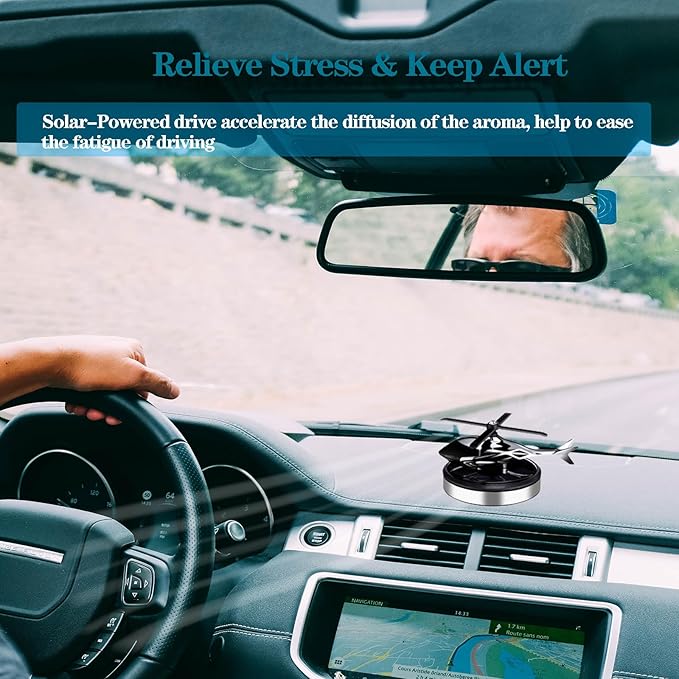 [ Military-Grade Fighter] Car Air Freshener, Alloy Solar Rotating Car Essential Oil Diffuser with Cologne Natural Plant Essential Oil, Car Aromatherapy Dashboard Decorations