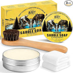 Saddle Soap for Leather 3.52oz,3-in-1 Leather Cleaner & Conditioner to Soften,Protect Leathercraft with Horsehair Brush & Cloth,Leather Soap for Car Interior,Couch,Shoe,Purse,Boot,Bag & Saddle