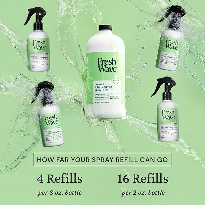 Fresh Wave Original Scent Odor Eliminator Spray & Air Freshener Refill, 32 fl. oz. (Pack of 2)