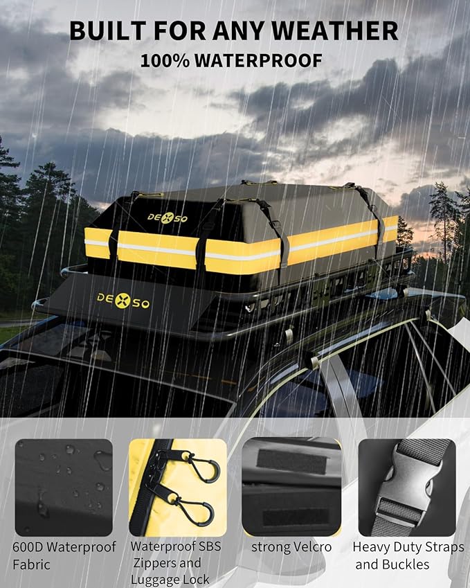 51" x 36" Universal Roof Rack Basket, 200 Lbs Capacity Rooftop Cargo Carrier Basket with 15 Cubic Feet (44" x 34" x 17") Waterproof Luggage Bag, for Suvs, Trucks, Vehiclesor Suvs, Trucks, Vehicles
