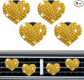 4PCS Heart-Shaped Car Vent Clip with Rhinestone, Vent Clip Car Accessories, Sparkly Rhinestone Bling Diamond Freshener Holder, Air Conditioning Outlet Ornament for Women Girls (Yellow, Style1)