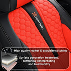 Red Car Seat Covers Full Set – Luxury Waterproof Leather Auto Seat Protector with Airbag Compatible Design, Breathable Non-Slip Cushion, Easy Installation, Fits Most Cars