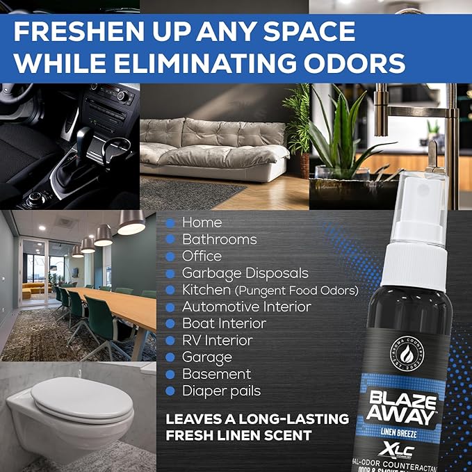 Blaze Away Commercial Air Freshener & Odor Eliminator for Strong Odor - Industrial-Grade Room Spray & Room Deodorizer for Home, Car, Smoke & Pet Odors - Long-Lasting Odor Absorber, Room Fresheners