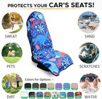 Waterproof Sweating Car Seat Cover for Post Gym Workout, Running, Swimming, Beach and Hiking, Universal Fit Non-Slip Bucket Seat Protector for Cars SUV Trucks, Machine Washable (Dinosaur)