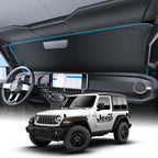 Wigoo for Jeep Wrangler Windshield Sunshade [OEM Design, 100% Sun Blockage] Foldable Heat Insulation Sun Shade with Storage Bag, for Jeep Wrangler (2018-2026), Silver Coating