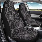 KEIAHUAN Halloween Spider Web Front and Back Car Seat Covers Front Saddle Blanket Rear Split Bench Protection Cover Fit Most Vehicle Truck,SUV (Black)
