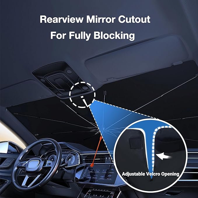CHILL·TEK Funny Animal Car Windshield Sun Shade Umbrella, Cute Butterfly Car Sun Shade Umbrellas, Block UV Rays Heat Foldable Windshield Umbrella Sun Visor Protector - Keep Vehicle Cool for Cars SUV