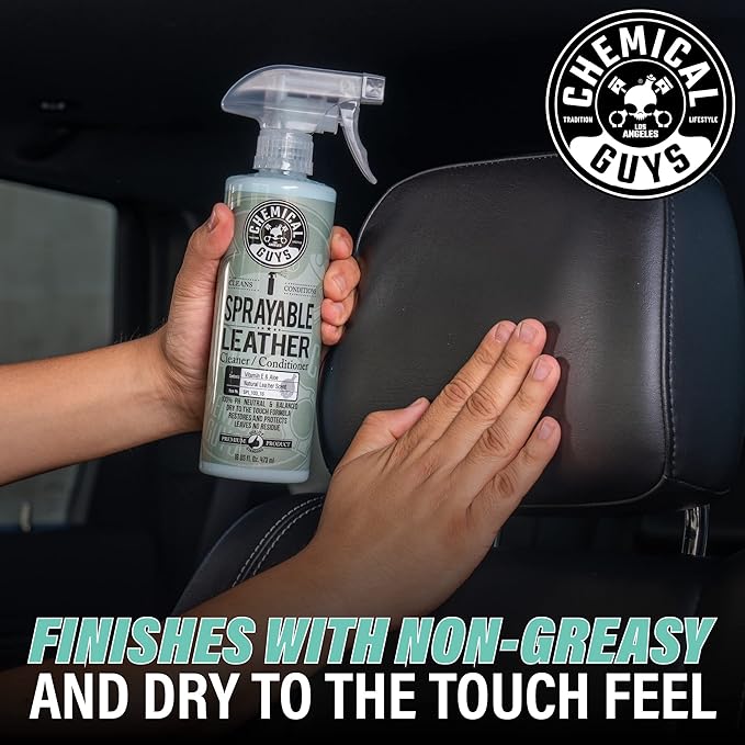 Chemical Guys SPI_103 Sprayable Leather Cleaner and Conditioner in One for Interiors, Apparel, and More (Works on Natural, Synthetic, Pleather, Faux Leather and More) Leather Scent, 128 fl oz (1 Gal)