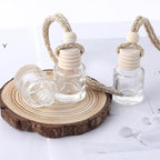 20Pcs Hanging Empty Car Freshener Glass Bottle, Essential Oil Car Diffuser, Aromatherapy Fragrance Perfume Diffuser Bottle Pendant with Wooden Caps & Hanging String(8ML)