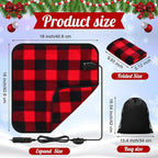 Tuanse 16 x 16 Inches Car Electric Blanket 12 Volt Heated Car Blanket with Temperature Controller and Black Storage Bag Cold Weather Tailgating and Emergency Kit(Red Black,Squares)