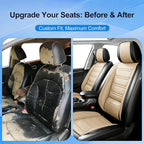 Fit CX-30 Car Seat Covers for Select Mazda CX30 2020-2025, Premium Full Coverage Leather, Airbag Compatible, Waterproof All Weather Seat Protector, Front Pair Black+Beige