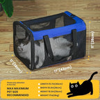 Cat Carrier Bag,Soft-Sided Pet Carriers for Dogs with 4-Sided Mesh,Airline Approved Cat Transport Carrier for Small&Medium Cats Kitten Puppy Up to 15LB,Collapsible Cat Travel Carrier-M,Blue