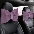 2 PCS Bling Car Pillows,Rhinestones Bowknot Car Headrest Pillow,Car Neck Pillow for Driver Relax Necksupport,Sleeping Travel Support Neck Pillow,Shiny Diamond Interior Accessories for Women,Pink